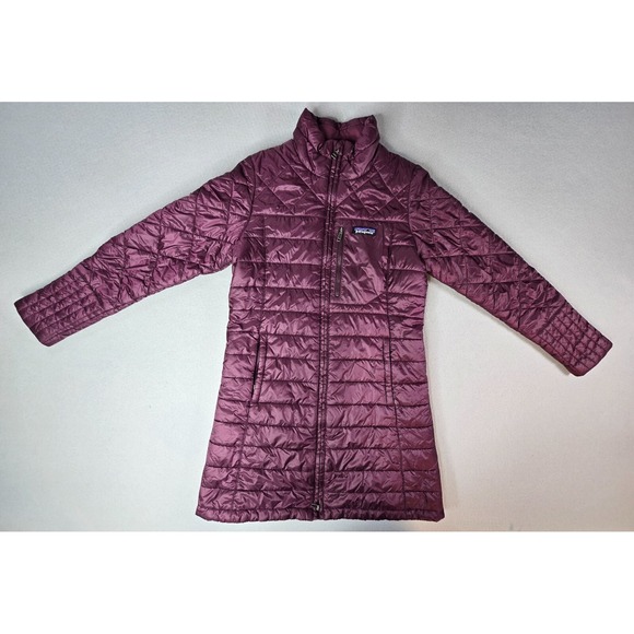 Patagonia Nano‎ Puff Parka Jacket Womens Small Plum Quilted Insulated Packable - Picture 1 of 7